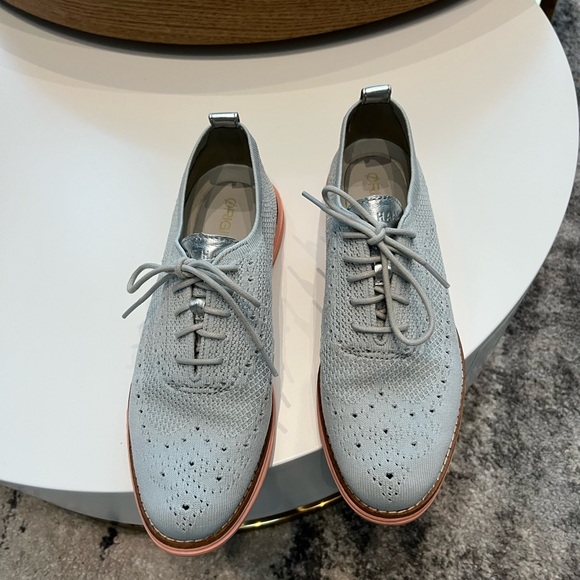 Cole Haan zerogrand stitchlite wingtip oxford - grey, silver, coral - Picture 2 of 7